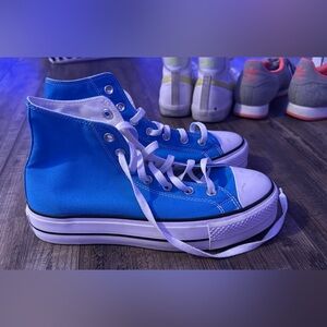 Converse Blue and White Platform Shoes